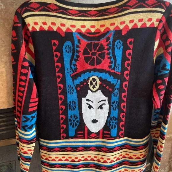 NWT VTG art to wear ethnic/tibetan buddha sweater luxury yarn artsy M - Picture 3 of 10